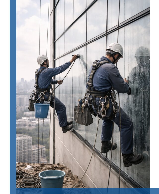 Профессиональная мойка фасадных окон альпинистами в Арсеньеве