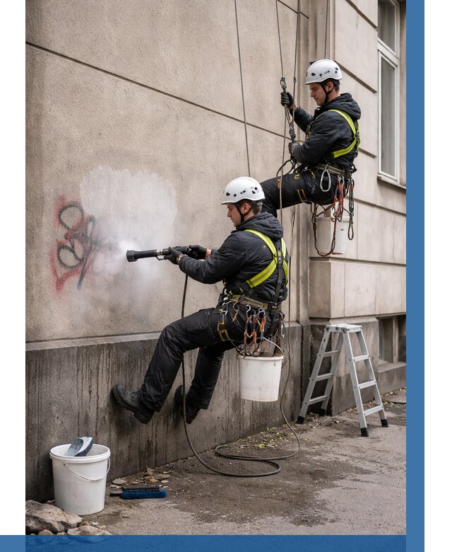 Удаление граффити с фасада в Арсеньеве от 4626 р. | ВЫСОТНИК-Рсн