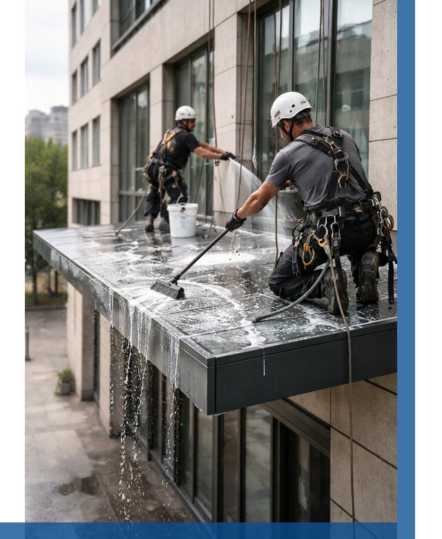 Мойка козырьков и навесов в Арсеньеве от 3598 р. | ВЫСОТНИК-Рсн