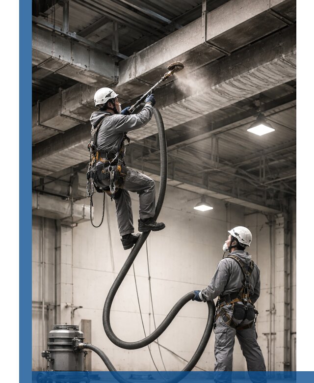 Обеспыливание потолочных конструкций в Арсеньеве промышленным альпинизмом