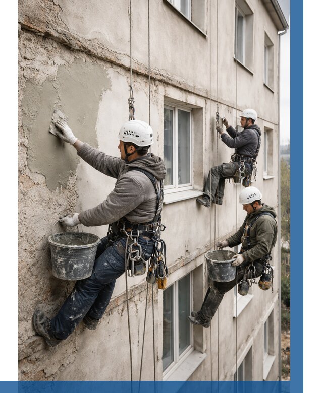 Ремонт штукатурного фасада в Арсеньеве от 771 р. под ключ | ВЫСОТНИК-Рсн