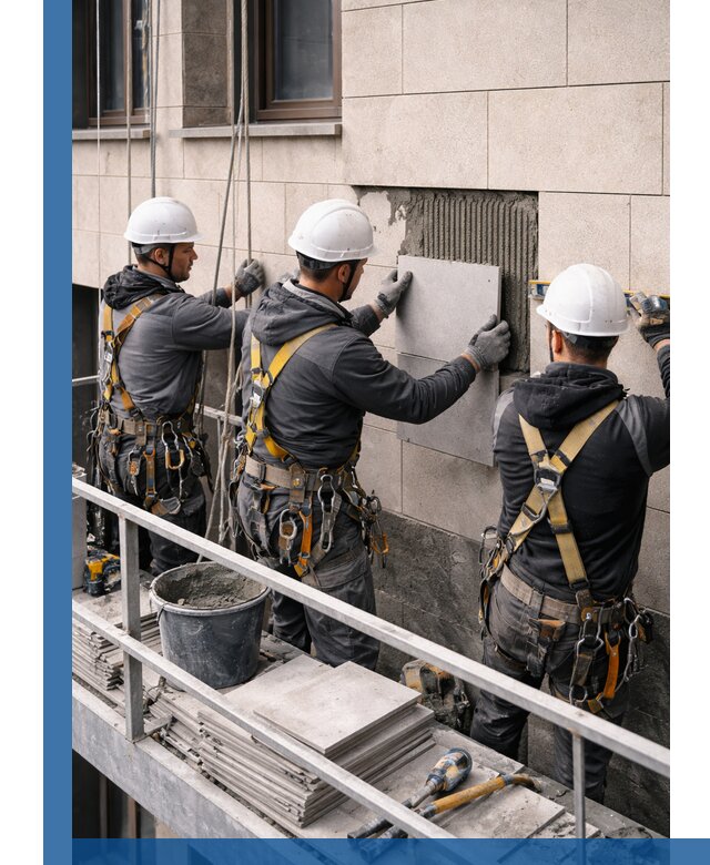 Ремонт облицовки фасада плиткой в Арсеньеве с гарантией