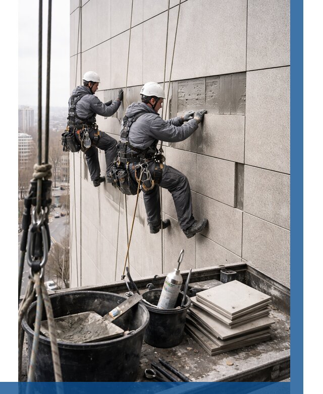 Ремонт фасада из керамогранита в Арсеньеве от 2570 р. | ВЫСОТНИК-Рсн