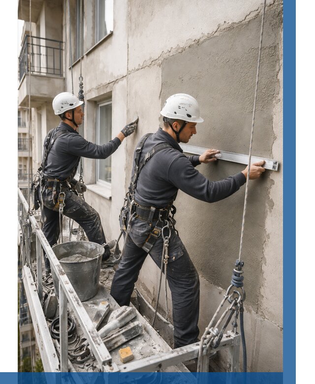 Штукатурка фасада на высоте в Арсеньеве от 925 р. | ВЫСОТНИК-Рсн