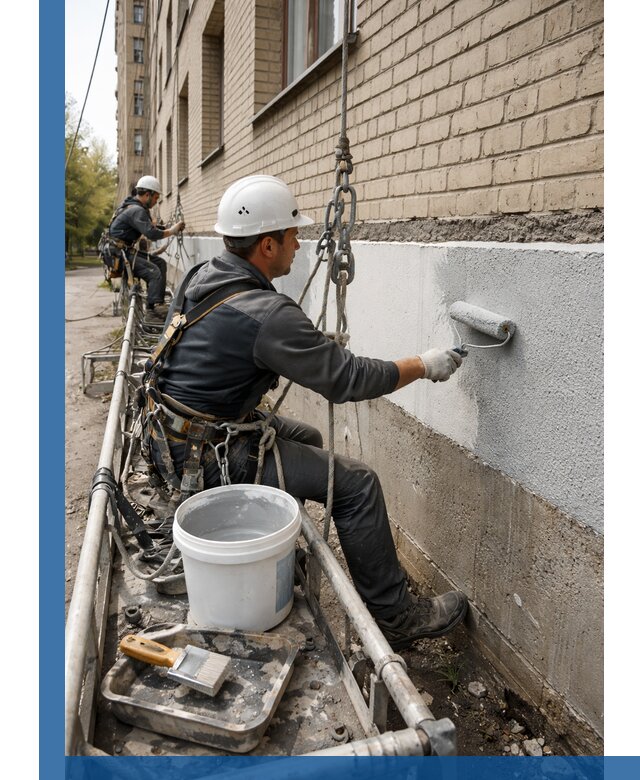 Окраска цоколя здания в Арсеньеве профессионально и надежно
