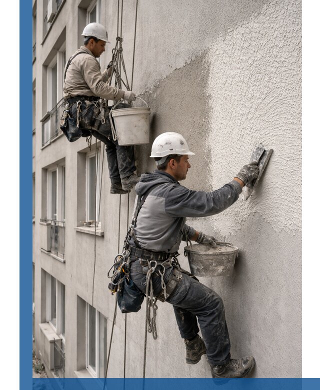 Нанесение декоративной штукатурки короед на фасад в Арсеньеве