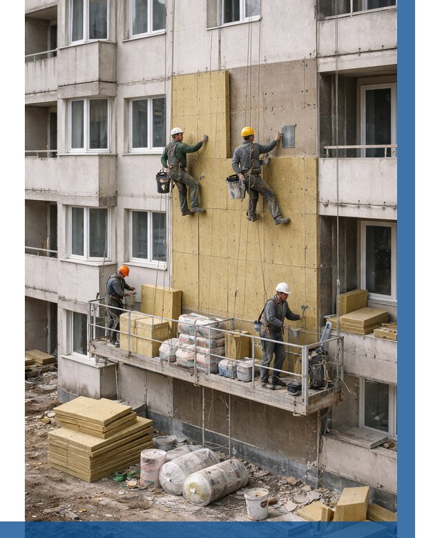 Утепление фасада минватой в Арсеньеве от 1542 р. | ВЫСОТНИК-Рсн