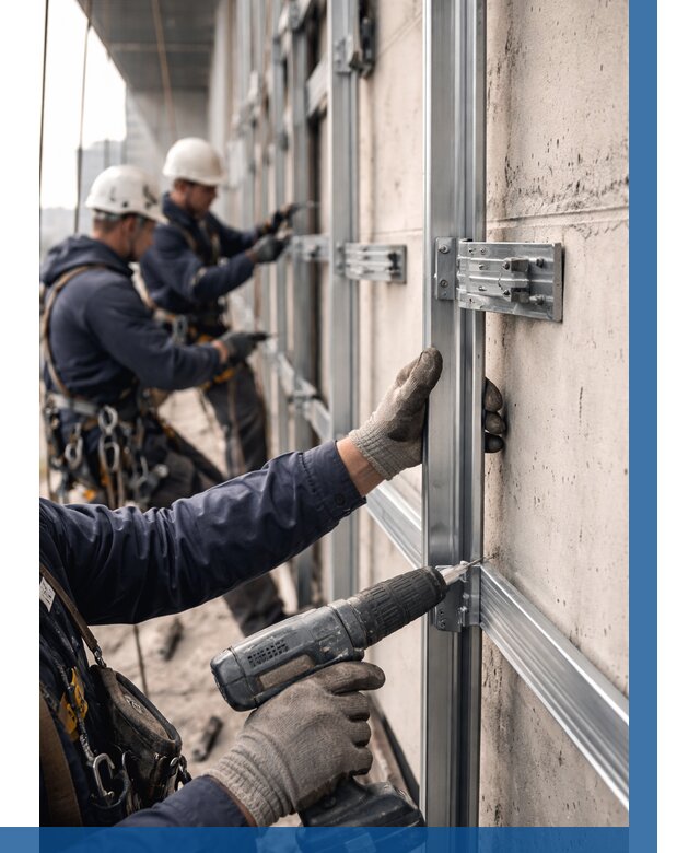 Монтаж подсистемы вентфасада в Арсеньеве от 874 р. | ВЫСОТНИК-Рсн