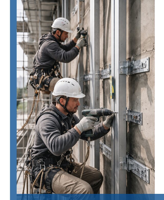 Монтаж и крепление подсистемы вентфасада в Арсеньеве