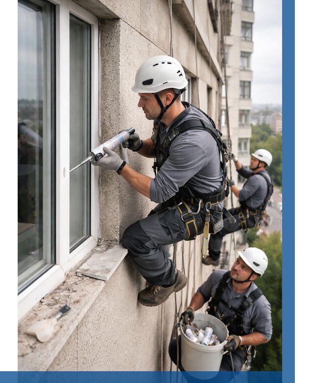 Герметизация оконных швов снаружи в Арсеньеве от 1542 р. | ВЫСОТНИК-Рсн