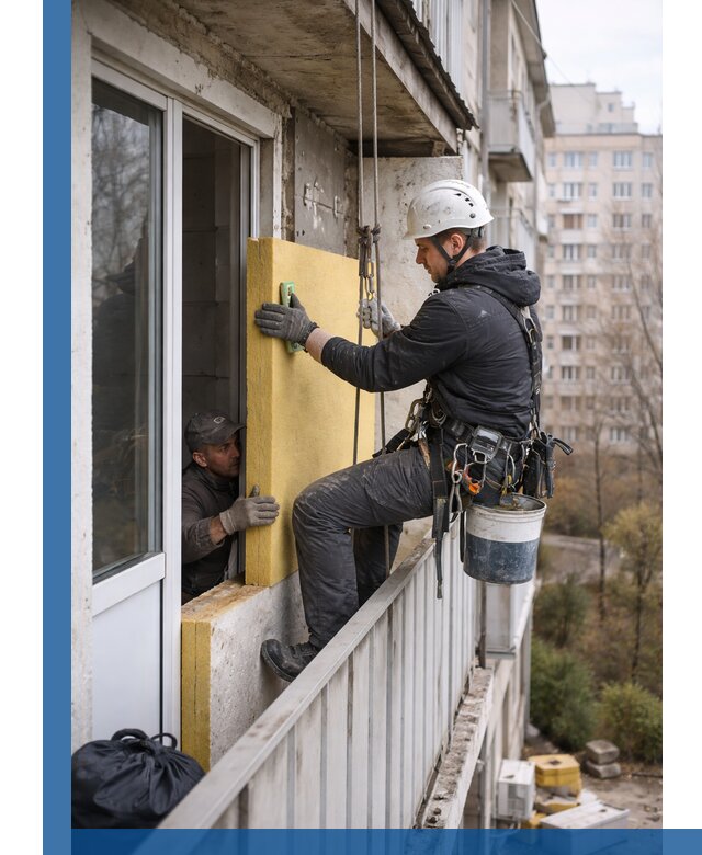 Профессиональное утепление балкона снаружи в Арсеньеве под ключ