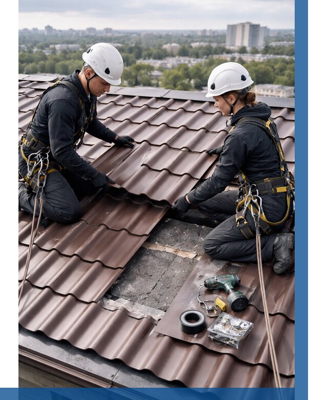 Ремонт металлочерепицы на крыше в Арсеньеве от 925 р. | ВЫСОТНИК-Рсн