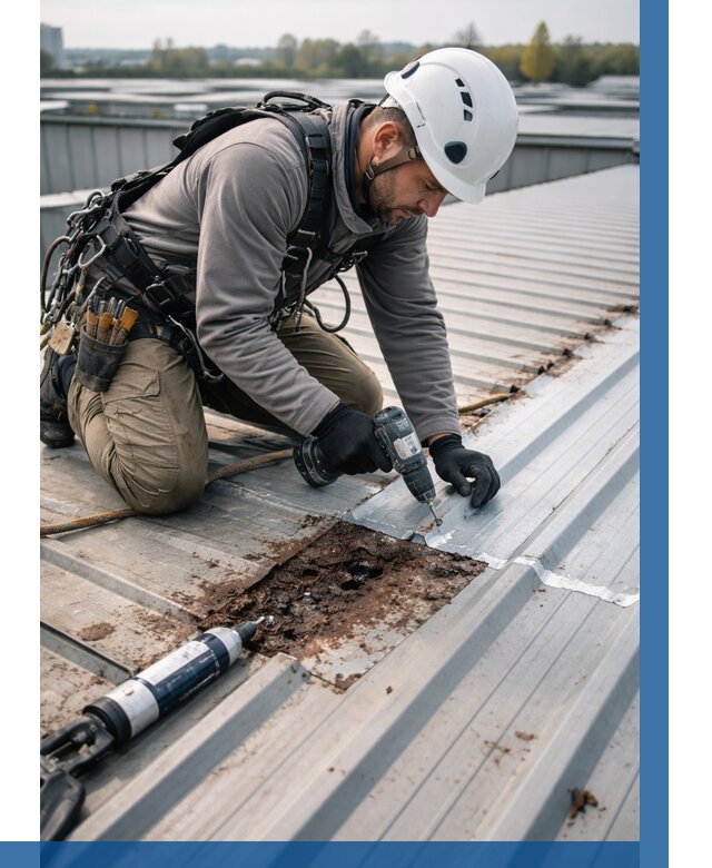 Ремонт профнастила на кровле в Арсеньеве от 720 р. | ВЫСОТНИК-Рсн