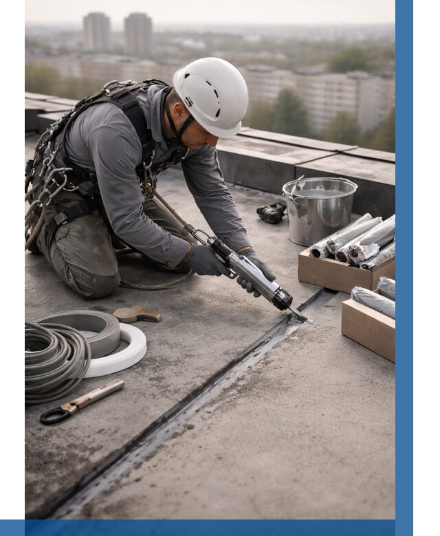 Герметизация швов кровли в Арсеньеве от 463 р./м2 | ВЫСОТНИК-Рсн