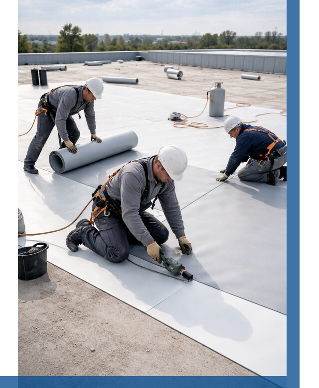 Монтаж мембранной кровли под ключ в Арсеньеве от 1234 р. | ВЫСОТНИК-Рсн