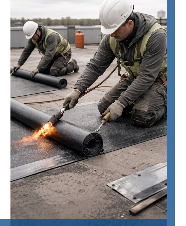 Монтаж наплавляемой кровли в Арсеньеве от 874 р. — ВЫСОТНИК-Рсн