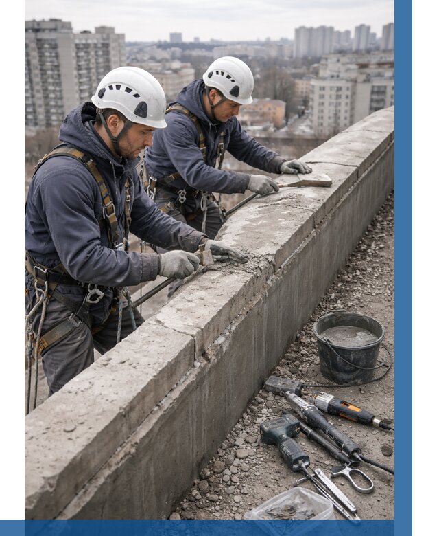 Ремонт парапета на кровле в Арсеньеве от 1542 р. | ВЫСОТНИК-Рсн