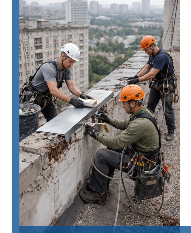 Ремонт парапета на кровле в Арсеньеве, высотные работы с гарантией