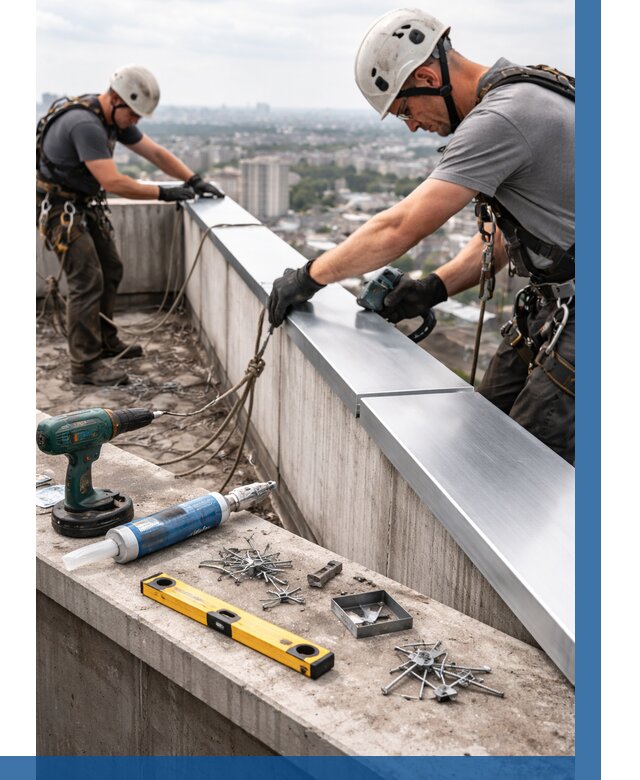 Монтаж парапетных крышек в Арсеньеве от 822 р. | ВЫСОТНИК-Рсн