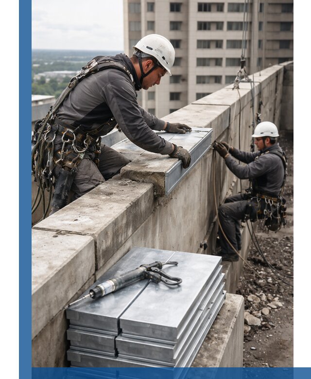 Замена парапетных крышек и установка новых в Арсеньеве