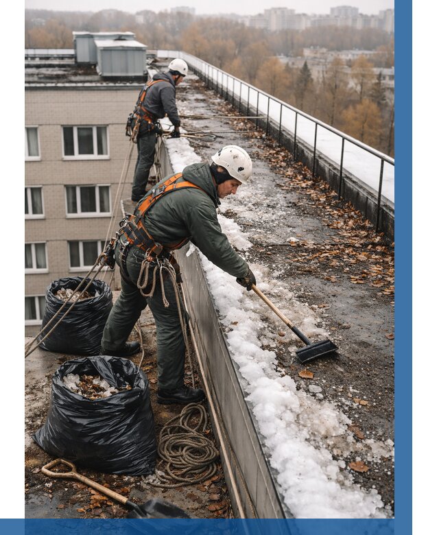 Очистка кровли по периметру в Арсеньеве от 565 р. | ВЫСОТНИК-Рсн