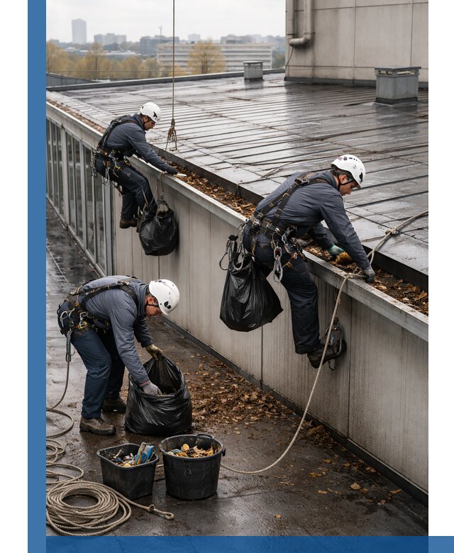 Очистка кровли по периметру в Арсеньеве силами промышленных альпинистов