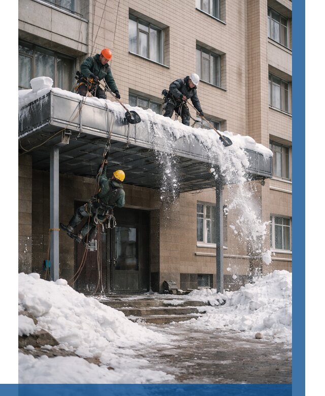 Очистка козырьков от снега в Арсеньеве от 3598 р. | ВЫСОТНИК-Рсн