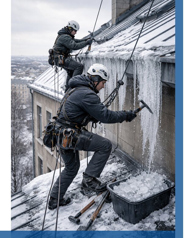 Удаление наледи с кровли в Арсеньеве от 5654 р. | ВЫСОТНИК-Рсн