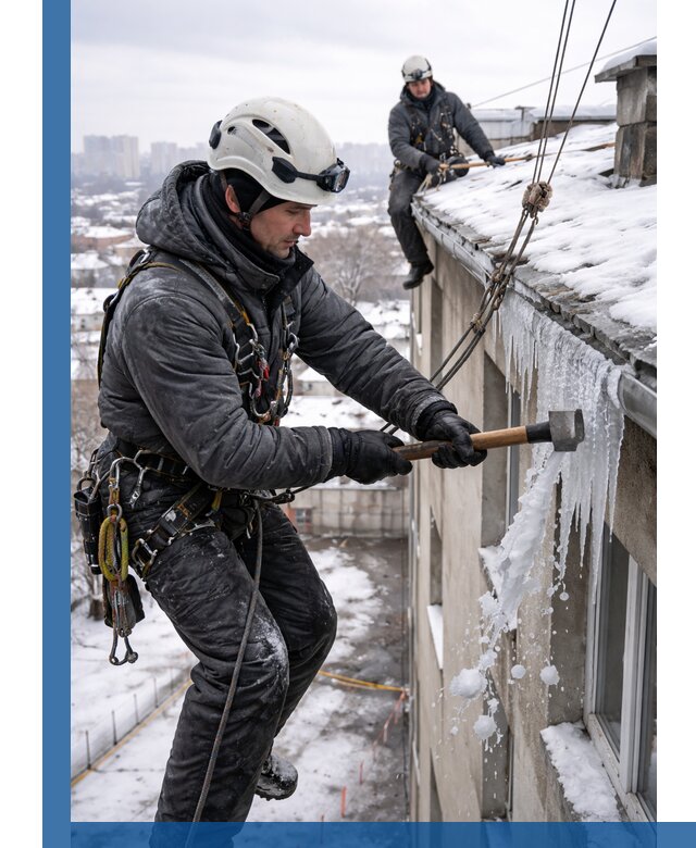 Сбивание и удаление сосулек с крыши в Арсеньеве безопасно