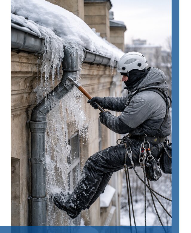 Очистка водостоков от льда в Арсеньеве от 3598 р. | ВЫСОТНИК-Рсн