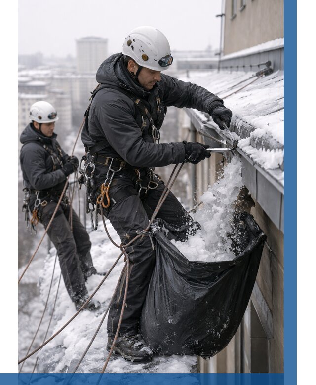 Аварийная очистка крыши в Арсеньеве под ключ от 308 р. | ВЫСОТНИК-Рсн