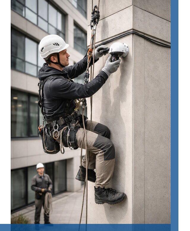 Монтаж камер видеонаблюдения на фасаде в Арсеньеве от 8738 р.-ВЫСОТНИК-Рсн