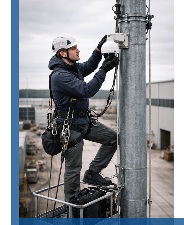 Профессиональная установка видеокамер на мачте в Арсеньеве