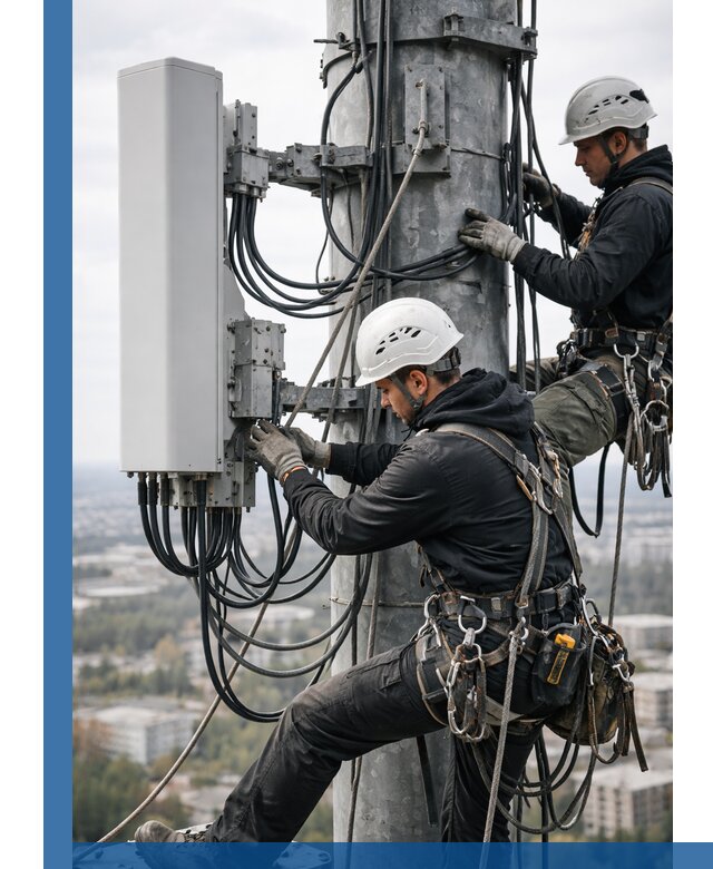 Монтаж оборудования связи на мачте в Арсеньеве с пусконаладкой