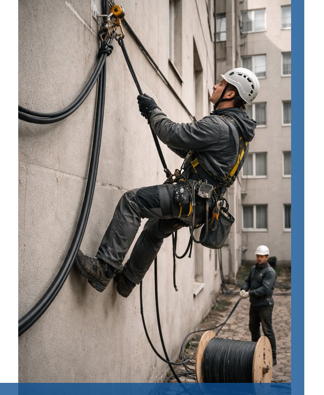 Протяжка кабеля питания на высоте в Арсеньеве от 463 р. | ВЫСОТНИК-Рсн