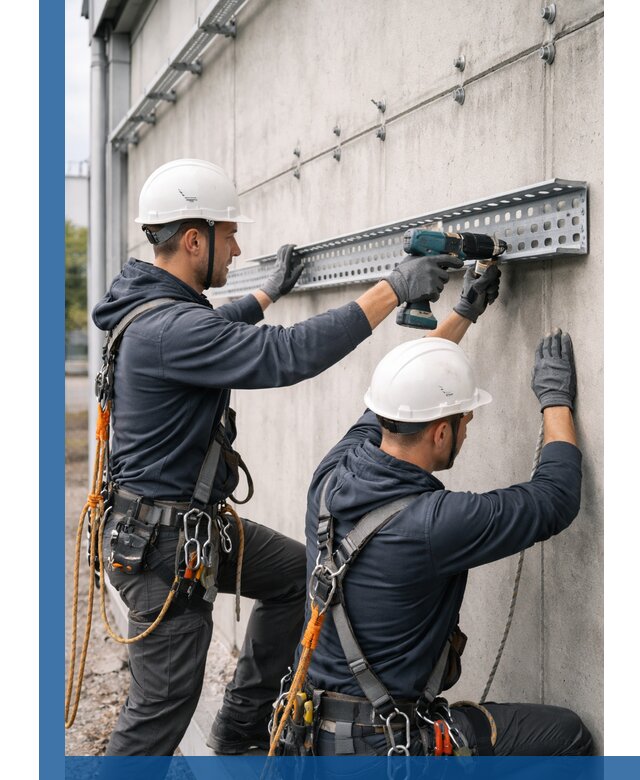 Монтаж кабельных лотков на фасаде зданий в Арсеньеве с гарантией