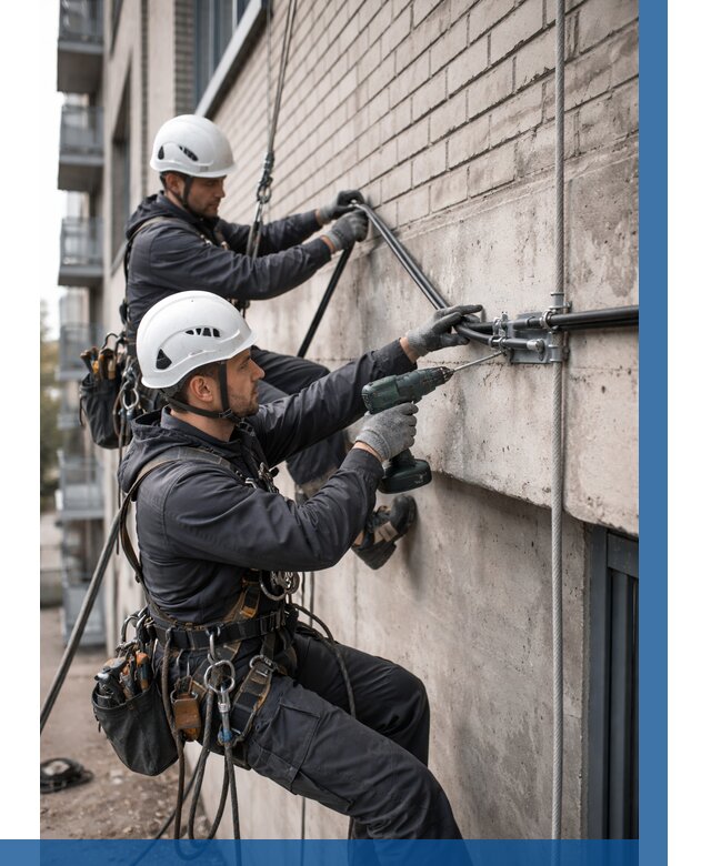 Крепление кабеля на фасаде в Арсеньеве от 360 р. | ВЫСОТНИК-Рсн