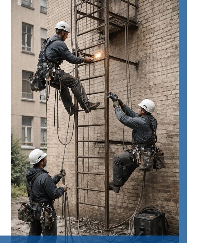 Ремонт пожарной лестницы в Арсеньеве от 7710 р. | ВЫСОТНИК-Рсн