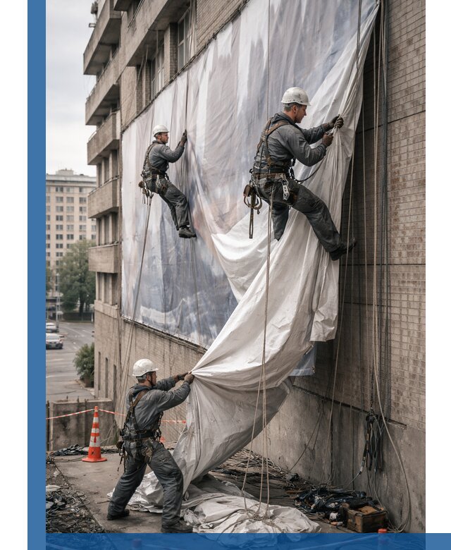 Демонтаж баннеров с фасада в Арсеньеве оперативно и безопасно