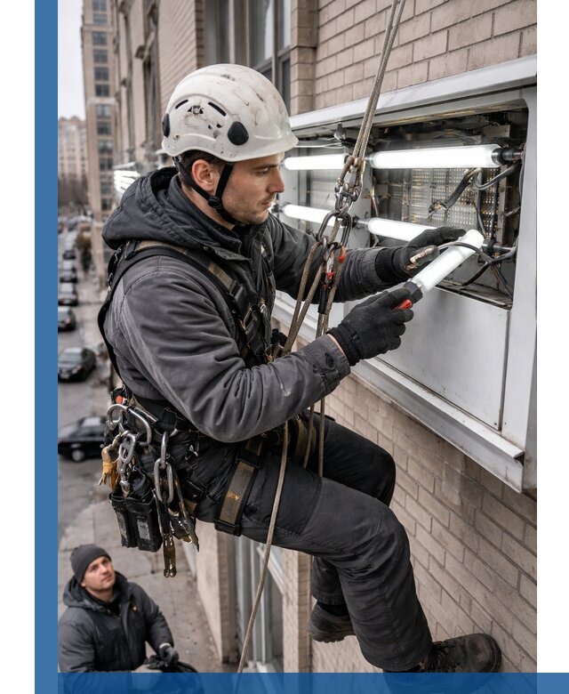Профессиональная замена ламп в наружной вывеске в Арсеньеве