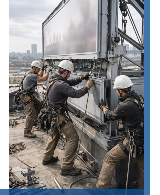 Монтаж крышной рекламной конструкции в Арсеньеве от 61680 р.|ВЫСОТНИК-Рсн