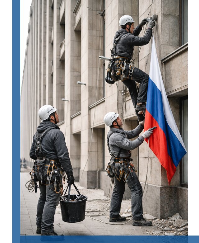 Профессиональная установка флагов на фасаде в Арсеньеве