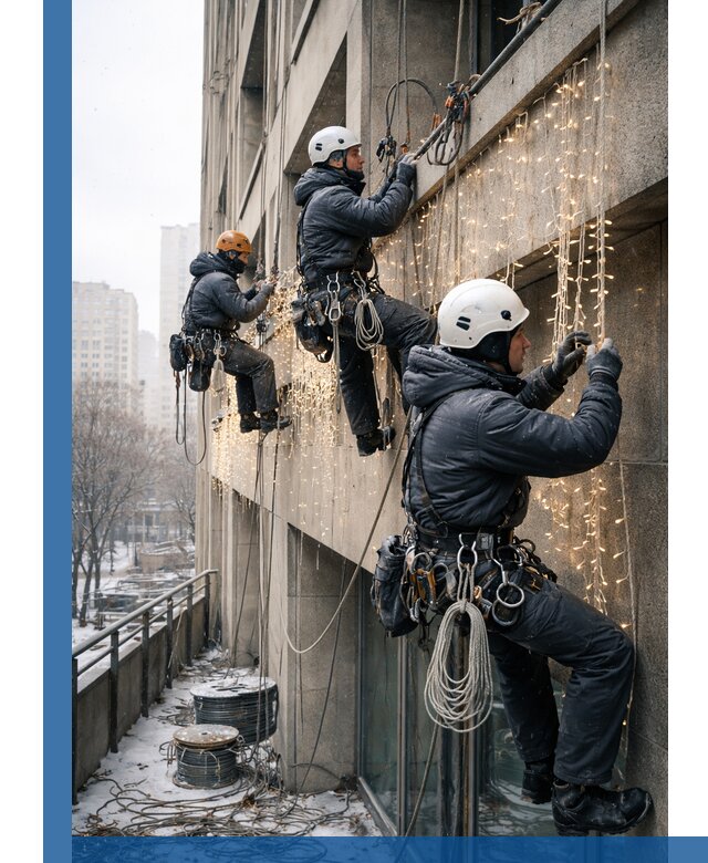 Монтаж новогодней иллюминации и украшение фасадов в Арсеньеве