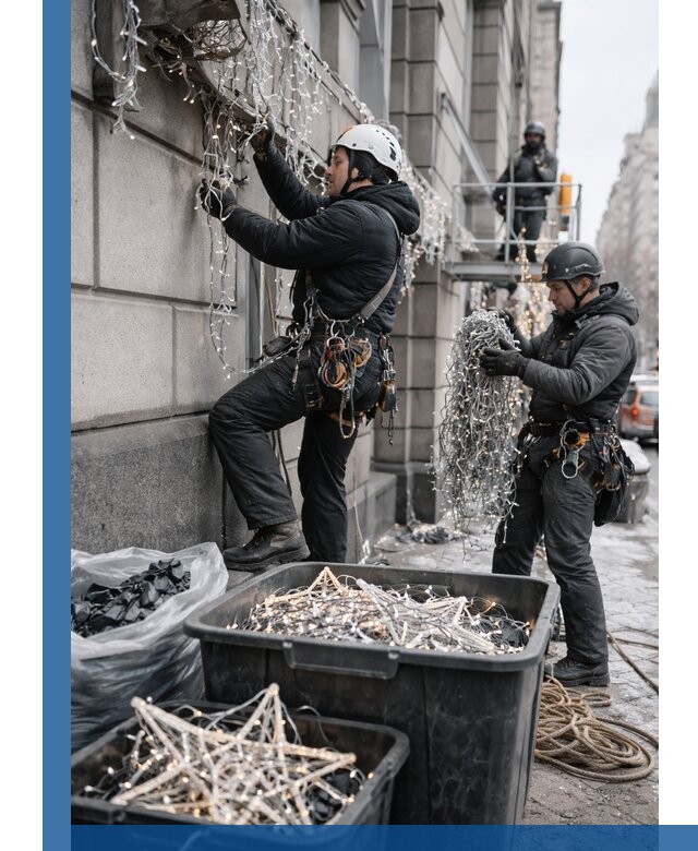 Демонтаж новогоднего оформления и гирлянд в Арсеньеве