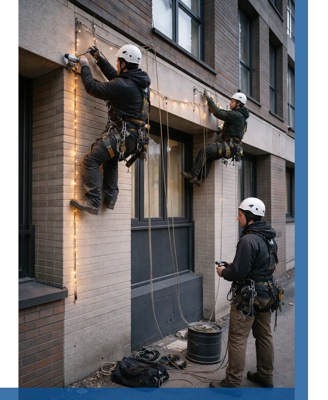 Монтаж гирлянд на фасаде в Арсеньеве от 3598 р. | ВЫСОТНИК-Рсн