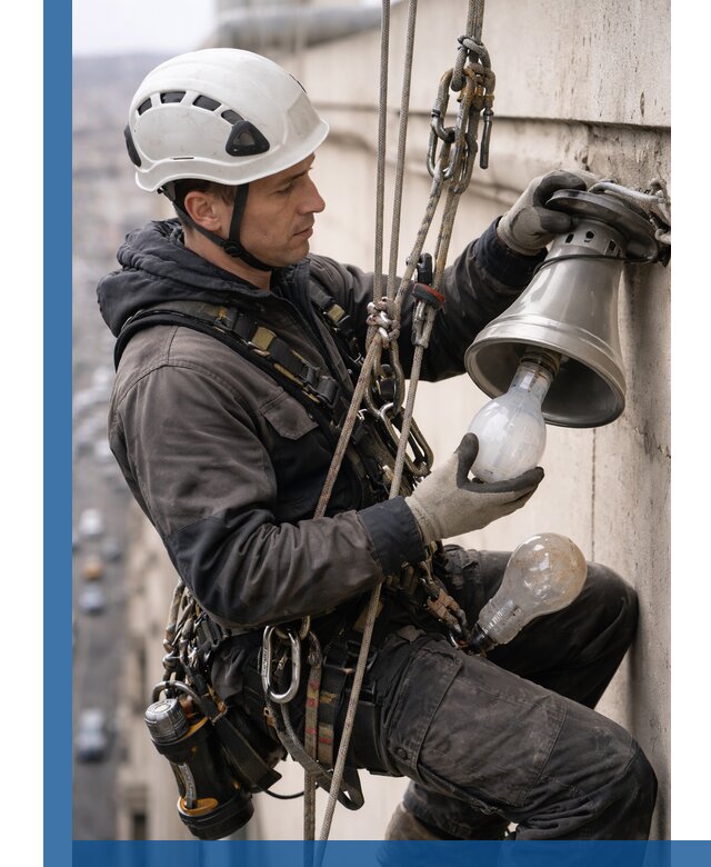 Замена ламп на высоте в Арсеньеве профессионально и быстро