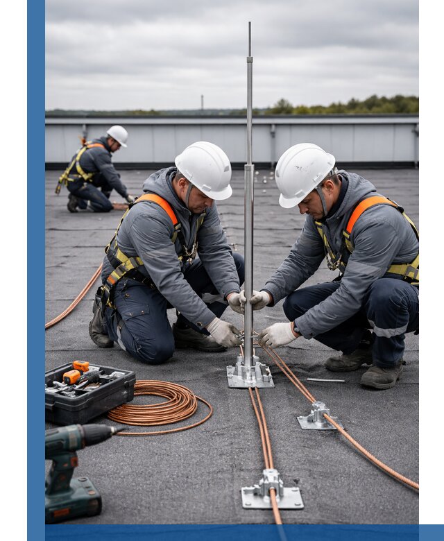 Монтаж молниезащиты на кровле в Арсеньеве под ключ с гарантией