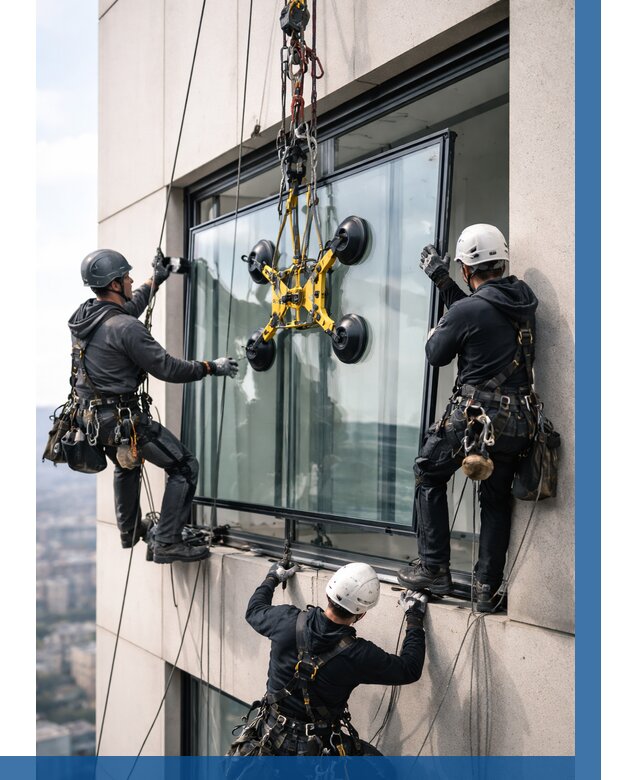 Монтаж стеклопакетов на высоте в Арсеньеве от 3290 р. | ВЫСОТНИК-Рсн