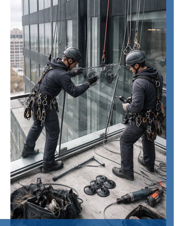 Монтаж стеклянных ограждений в Арсеньеве от 2570 р. | ВЫСОТНИК-Рсн