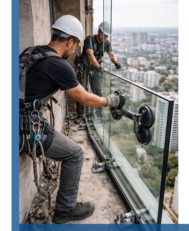 Монтаж стеклянных ограждений под ключ с гарантией в Арсеньеве